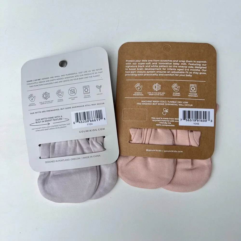 NWT Goumi Kids Baby Mitts Set Calm Lilac Rose SZ 3-6 mo Bamboo Organic Pink